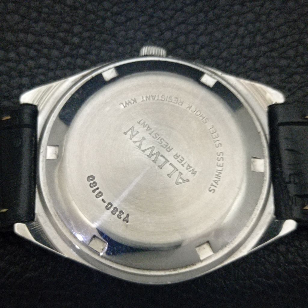 VINTAGE ALLWYN HANDAUFZUG 6300A INDIEN HERREN WEISSES ZIFFERBLATT UHR a703948-1