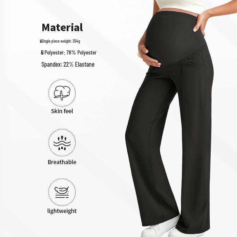European Maternity Wide-Leg Pants: High Waist, Breathable, Belly Support, Comfortable Fit for Autumn & Winter.