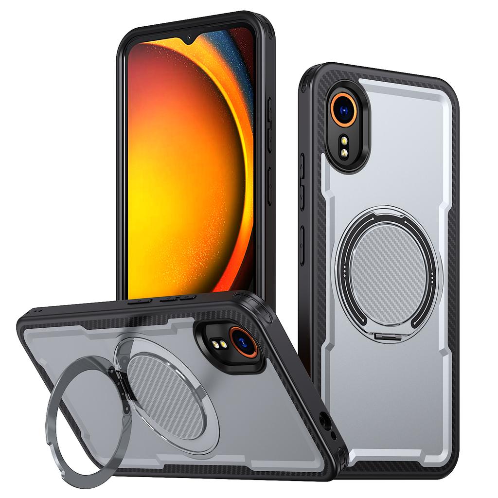 Für Galaxy XCover7 Hülle mit Ständer, Kohlefaser-Textur, MagSafe-kompatibel, Stoßfeste Handyhülle, Passend für Samsung Galaxy XCover 7
