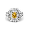 6X4MM Cushion Citrine Gemstone 925 Sterling Silver Solitaire Halo Women Engagement Ring
