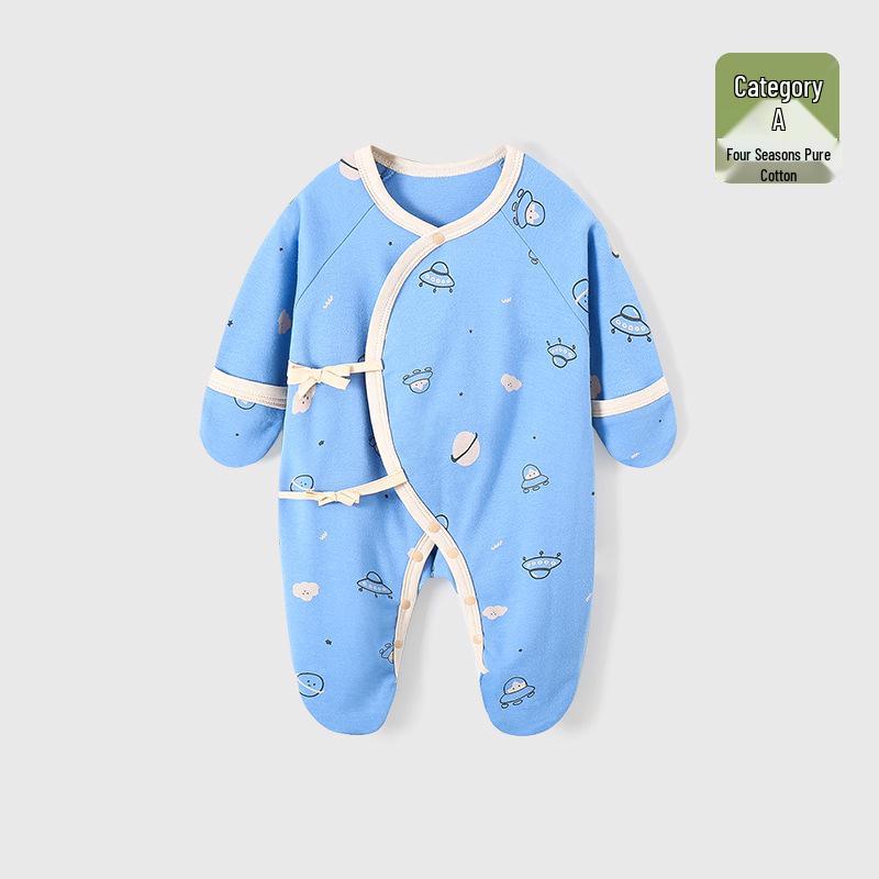 Baby Romper Pure Cotton A-Grade Crawling Suit with Hand & Foot Covers - Anti-Scratch Pajamas for Boys & Girls