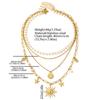 Multi Layer Necklace Pendant Neck Chain Jewelry with Sunflower Starfish And Pearls Accent For Daily Wear & Party Look