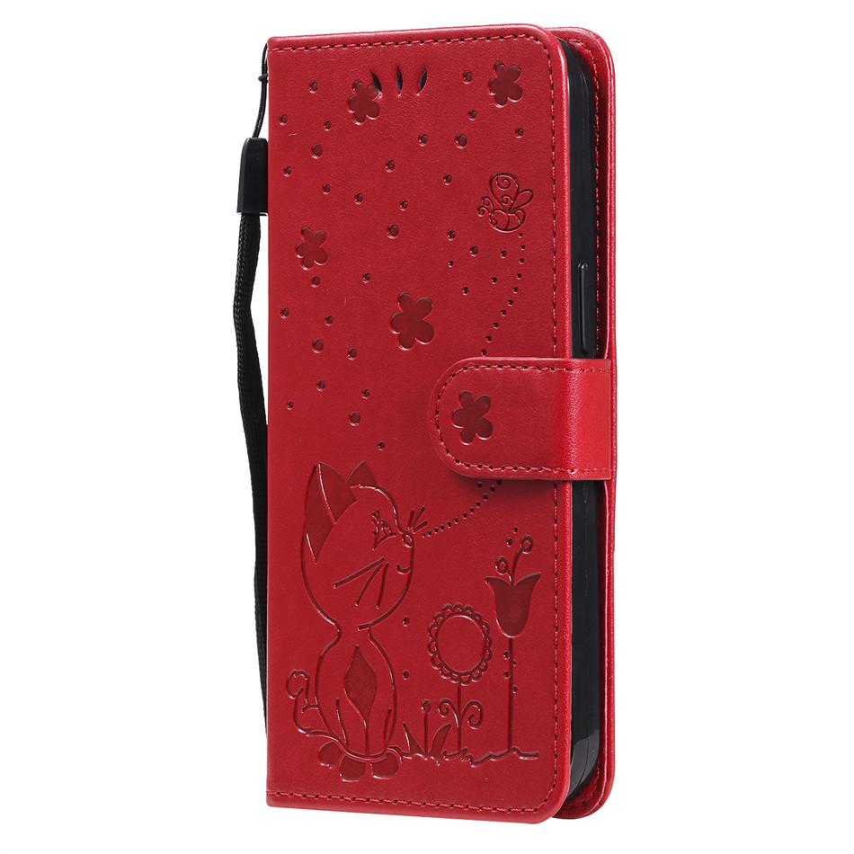 

Cute Cat Bee Wallet Flip Case For Xiaomi Mi Mix4 CC9 CC9E A3 10 9 A2 Lite 11T 10T Poco F1 X3 Nfc M3 Pro F3 GT Protect Cover D06F For Poco F1 красный