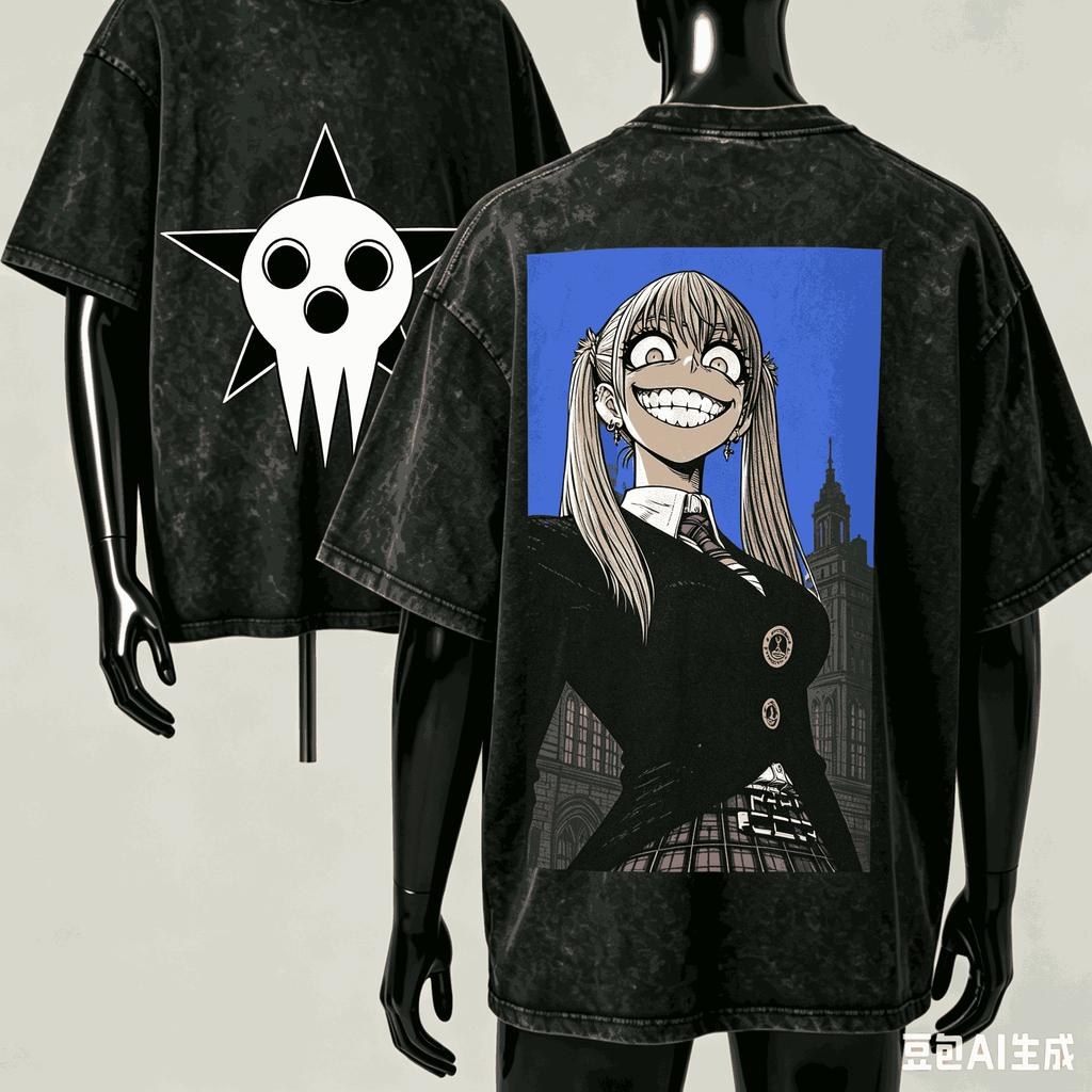 T-shirt Lavata Soul Eater 2026 Nuovo Modello Abbigliamento personalità camicia Abbigliamento per tutto l'anno Moda Retrò Vintage Ampio regalo
