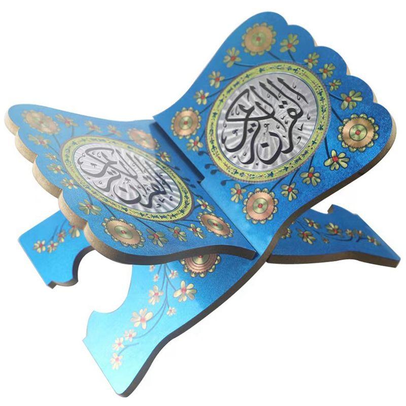 

AEE4-Eid Islamic Bookshelf Bible Stand Scripture Bible Bookshelf Display Stand Islamic Home Decor синий