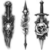3pcs Temporary Tattoo Sword With Glowing Heart Realistic Temporary Tattoos Sword With Bear And Flowers For Thighs Adults Arms