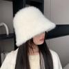 Furry Winter Fisherman Hat Knitted Anti-cold Bucket Hat Temperament Plush Bucket Cap  Outdoor