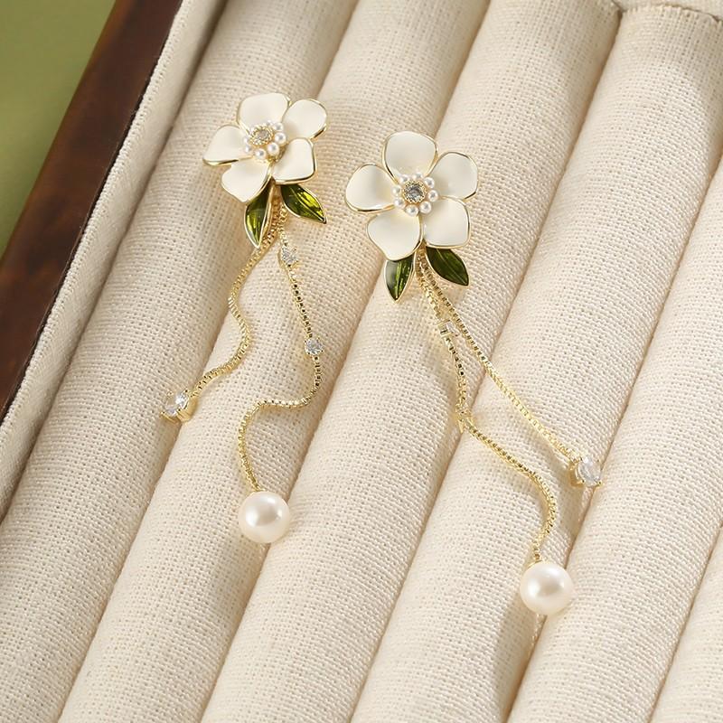 

Серьги-цветы из циркона с капающим маслом, корейские нишевые универсальные серьги, модные милые высококлассные серьги для женщин