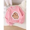 Crewneck Sweatshirt for Girls Featuring Adorable Bears Embracing, Suitable for Machine Washing