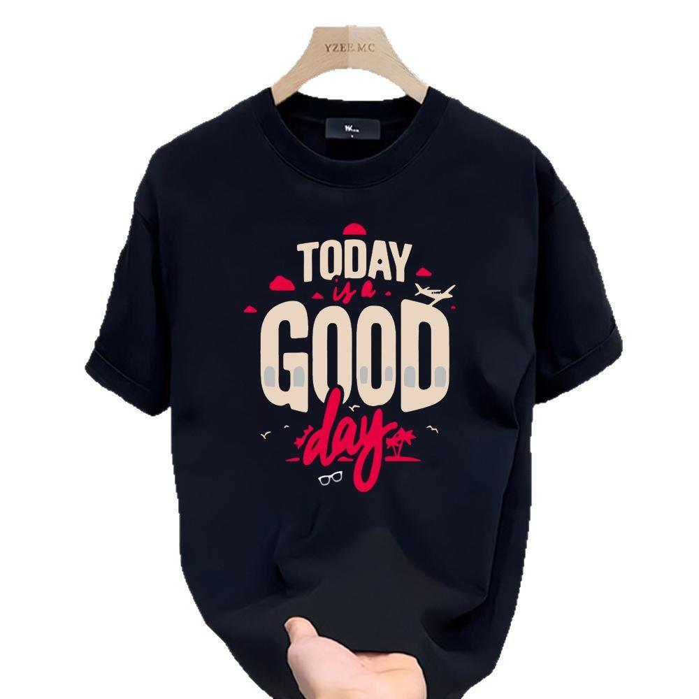 Trendy Brand Short-Sleeved Pure Cotton Men'S Printed T-Shirt Trendy Men'S And Women'S Versatile Round Neck T-Shirt Men'S