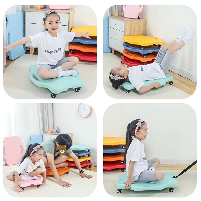 Children's Sensory Integration Scooter: Four-Wheeled Vestibular Balance Board for Crawling and Fitness.