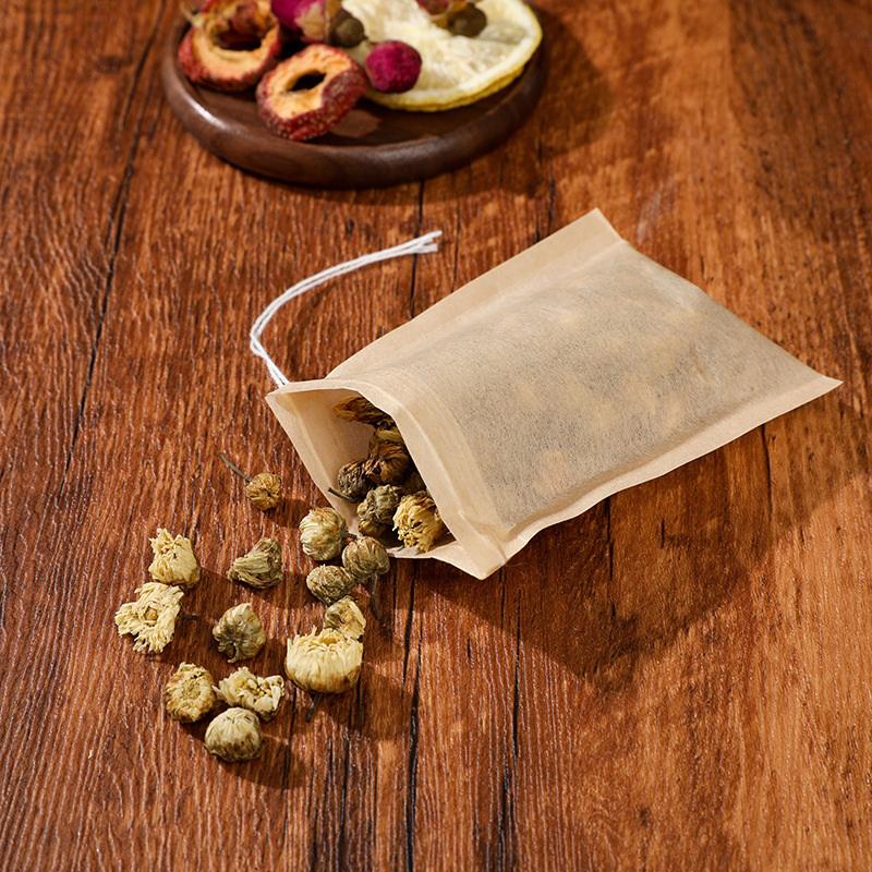 100Pcs Natural Filter Paper Tea Bag Empty Drawstring Biodegradable Wood Pulp Teabags For Loose Leaf Tea Steeping