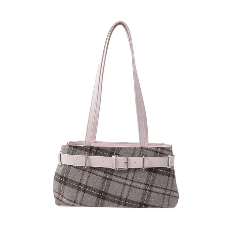 New Handbag Boho Shoulder Bag Bell Pendant Lightweight Underarm Bag Plaid Women's Bag Women