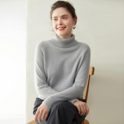 Women's Thick High Neck Cashmere Raglan Sleeve Loose Knit Sweater - Autumn/Winter