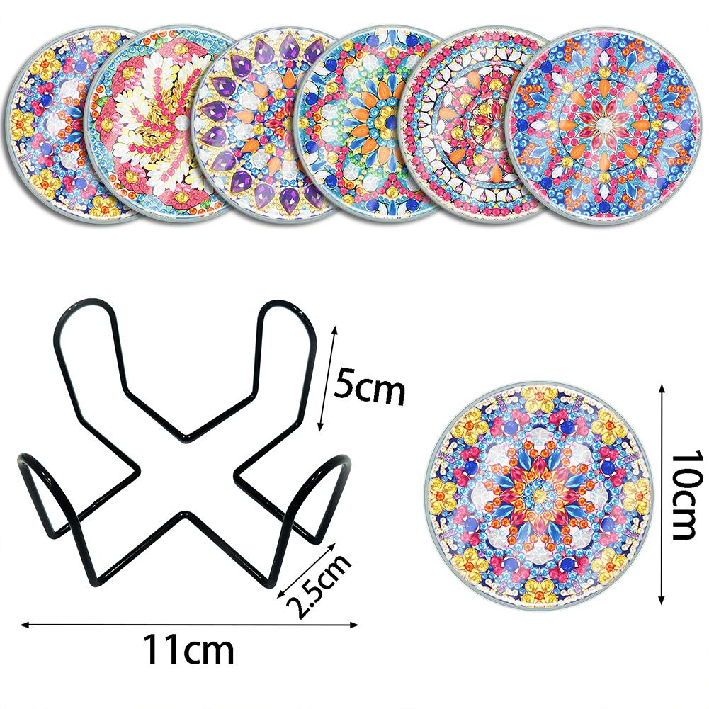 6PCS Special Shape Diamond Painting Art Coaster Kit Acrylic Diamond Painting Coasters Kits Washable Diamond Painting DIY Coaster