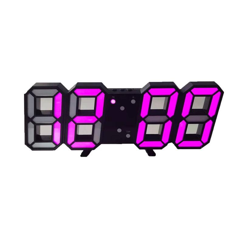 3D Smart Stereo LED Alarm Clock with Voice Control - Korean Style Wall & Table Clock
