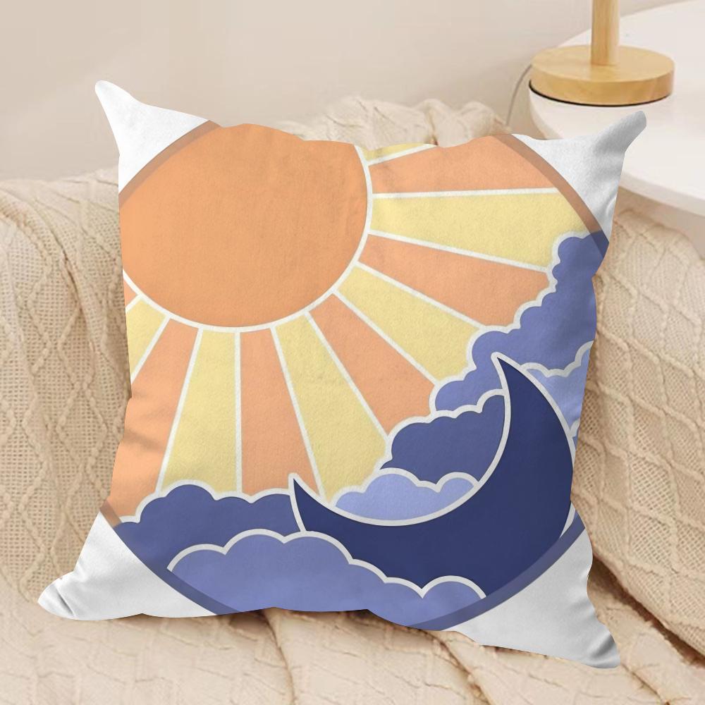 Classic Sunrise Cartoon Cushion Cover Soft Plush DoubleSided Printed Sofa Pillow Cushion Cover  AllSeason Durable Decor Gift