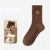 Female Autumn and Winter Thickened Velvet Warm Embroidery Lovely Sleep Tube Socks