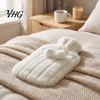 Period Pain Relief Hot Water Bag 2L Bottle with Plush Cover, Pompom Drawstring Bag, Winter Warm for Hands, Feet, Stomach Portable