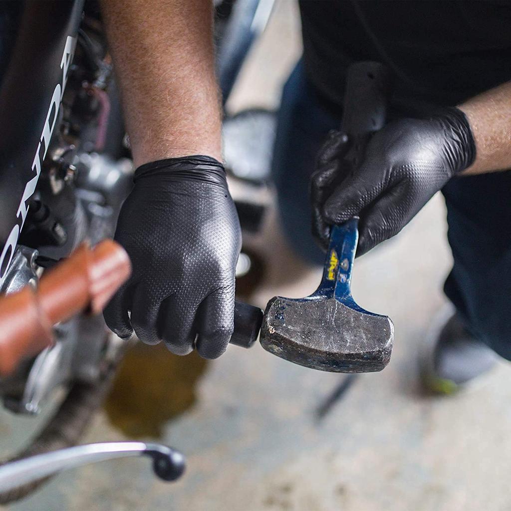 Gloveworks Dicke Nitrilhandschuhe Black Diamond behandelt Stark Falcon Grip Einweg Gummi Automobil und Motorrad Ölbeständig Arbeit Karton mit 100 oder