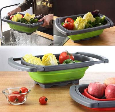 Myvit Collapsible Colanders Kitchen Strainer Basket Drain Folding Baskets Fruit Vegetable Foldable Draining Basket Kitchen Tools