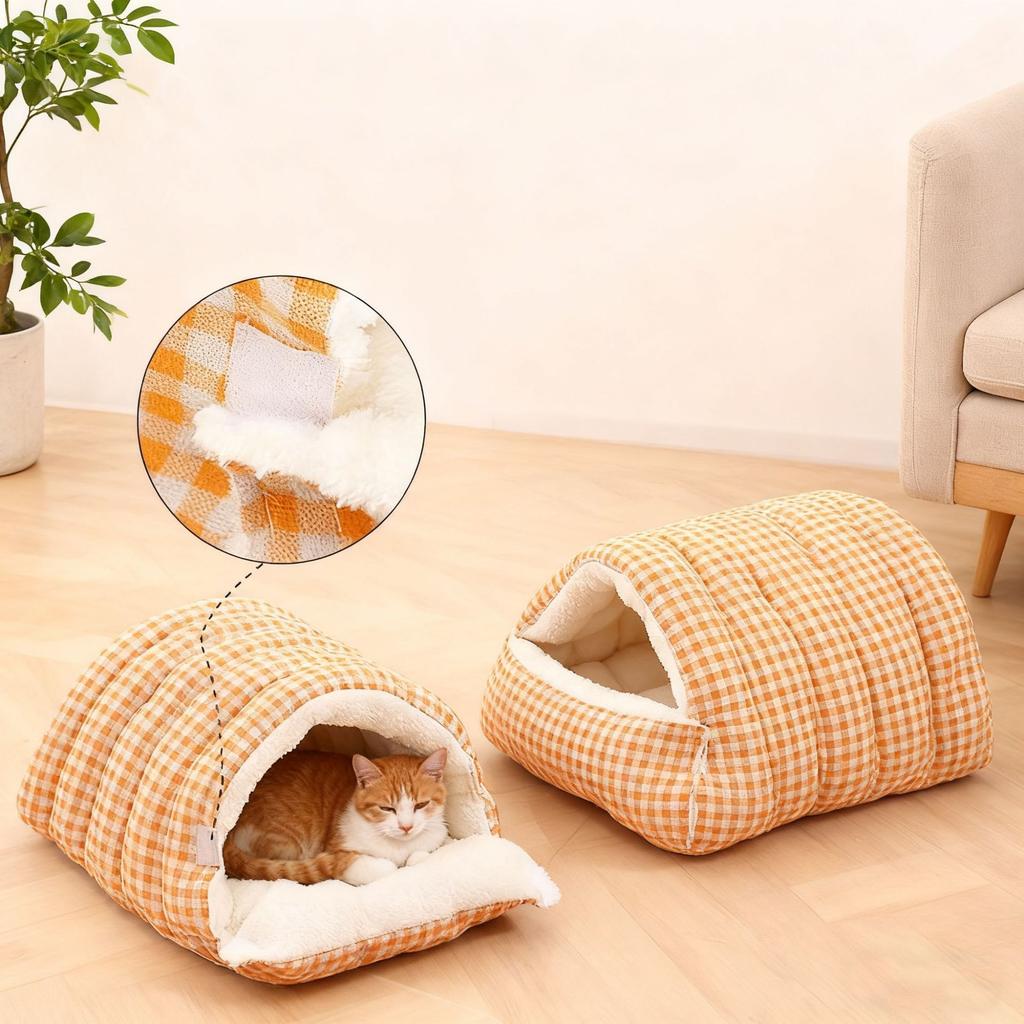 Thiened Warm Winter House Semi-Closed Dog House Detachable Waable Pet Mat Se Feeling Pet Bed for s And Dogs
