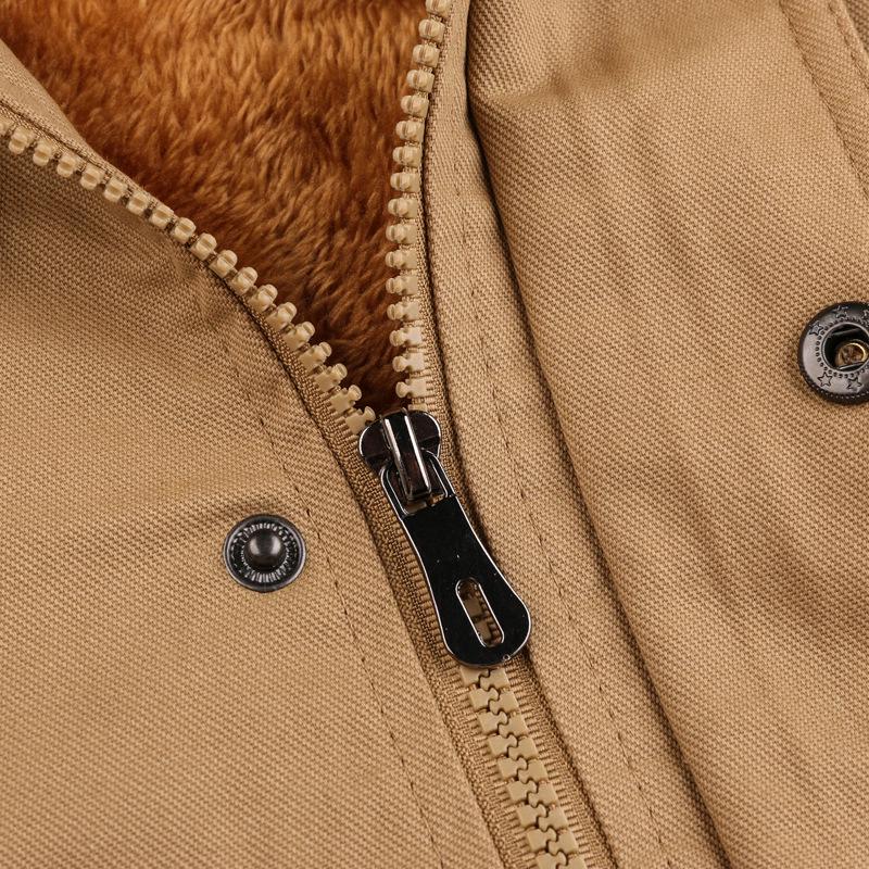 Winter Casual Plus Size Hooded Men's Jacket Plus Velvet Padded Long Coat.