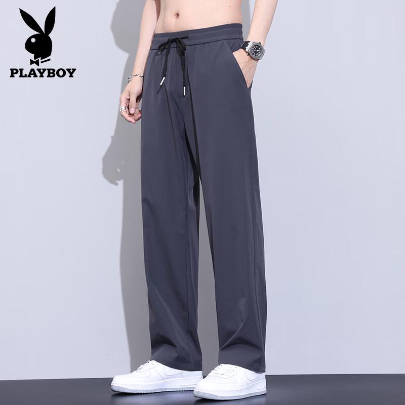 PLAYBOY Men s Ice Silk Straight Casual Pants L