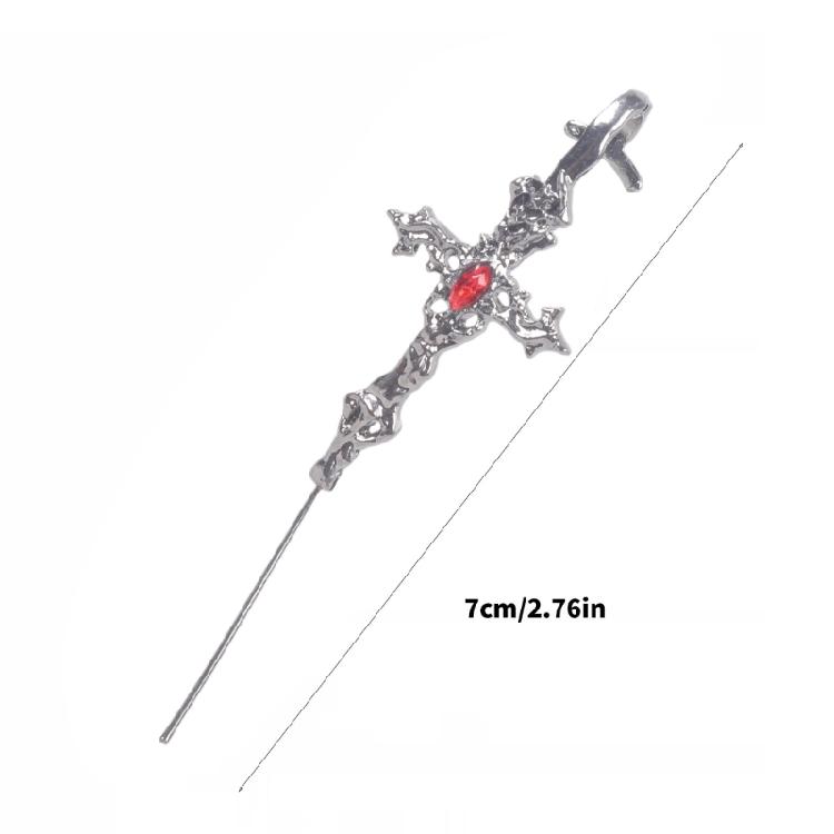 Punk Gothic Crosses Design Earrings Alloy Studs For Sensitive Ears Black Metal Jewelry Perfect For Alternative Style And Daily Use