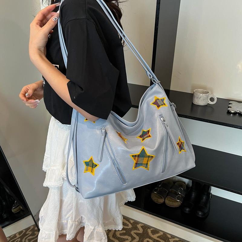 Stylová PU taška tote s hvězdným designem pro ženy Velkokapacitní taška přes rameno na zip