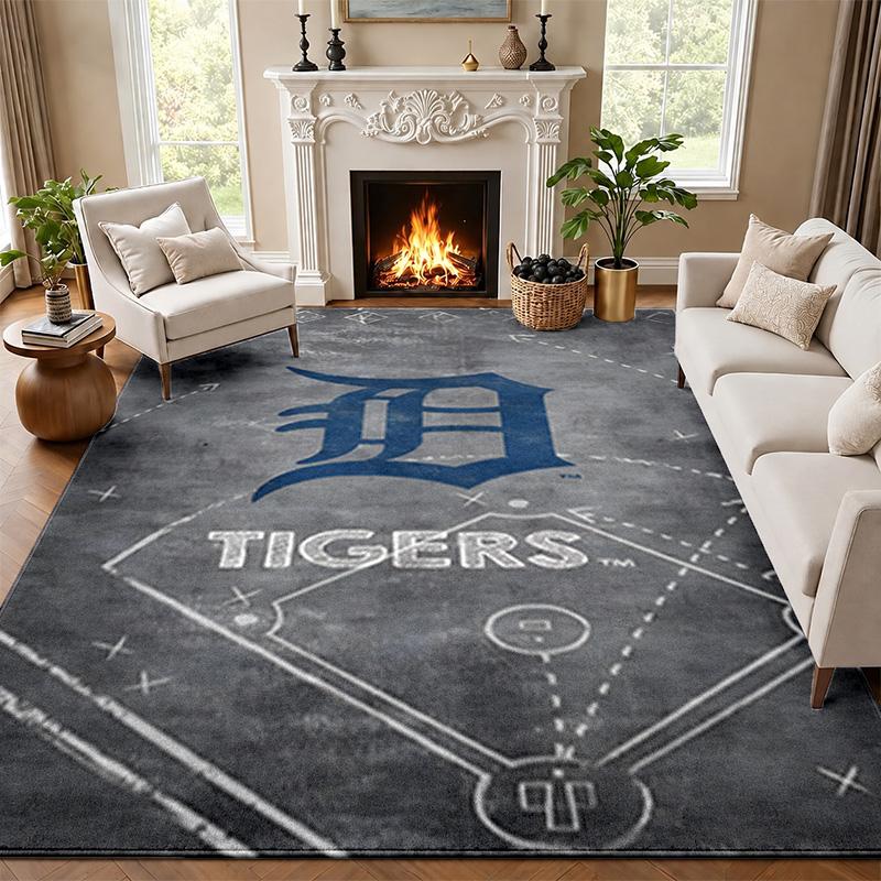 Detroit Tigers Teppich Fußmatte für Wohnzimmer oder Schlafzimmer Schutzmatte unter dem Stuhl Bürodeko Weihnachtsgeschenk Geburtstagsgeschenk