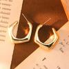 Classic Trendy Gold Color Irregular Acrylic C-shaped Pentagon Flower Stud Earrings for Women Korean Charm Jewelry Accessory Gift