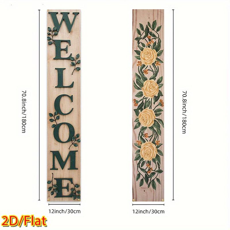 Wedding Couplet Banner Floral Hooks Foliage Roses 1 Pair 179.83x30.48cm Indoor Outdoor Decor