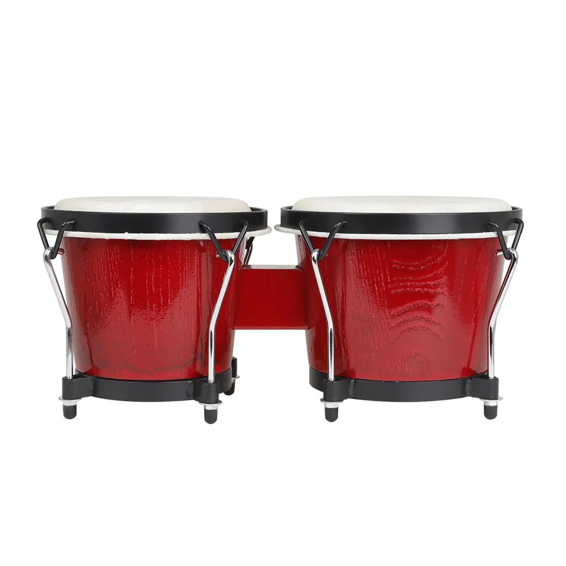 

IRIN African Bongo Drum Wooden Clear Sound Percussion Instrument Thick Goatskin Tambourine Rhythm Music Parts Can Tuning