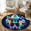 Decorative Round Botanical Multicolor Area Rug, Non-Slip Floor Mat for Nursery