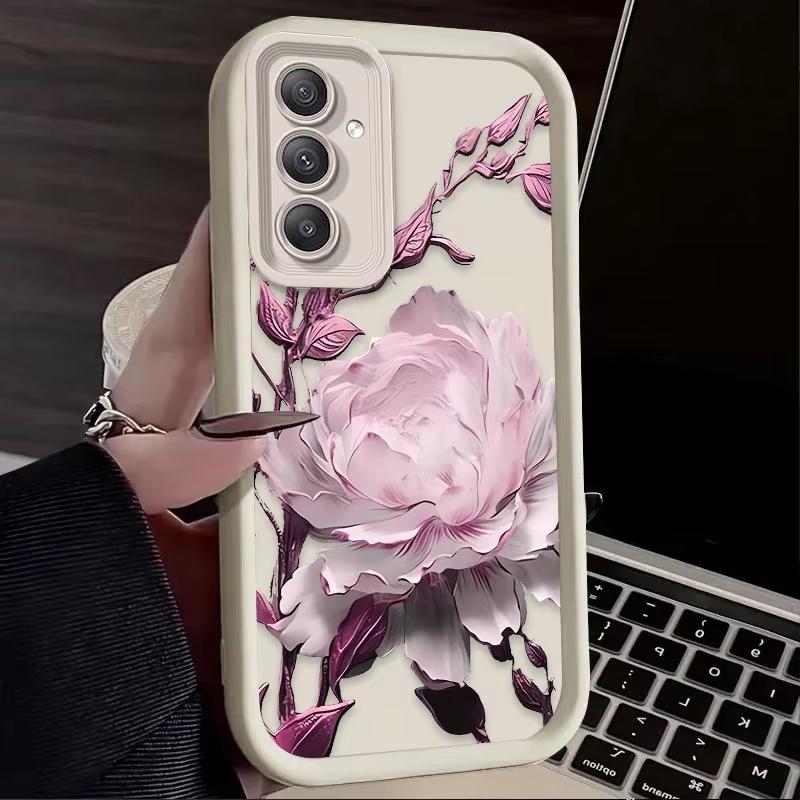 

White Pink Flower Beautiful Phone Case For Samsung Galaxy A14 A15 5G S21 S22 S23 S24 S25 FE Ultra A25 A35 A52 A53 A54 A55 Cover Galaxy A15 5G