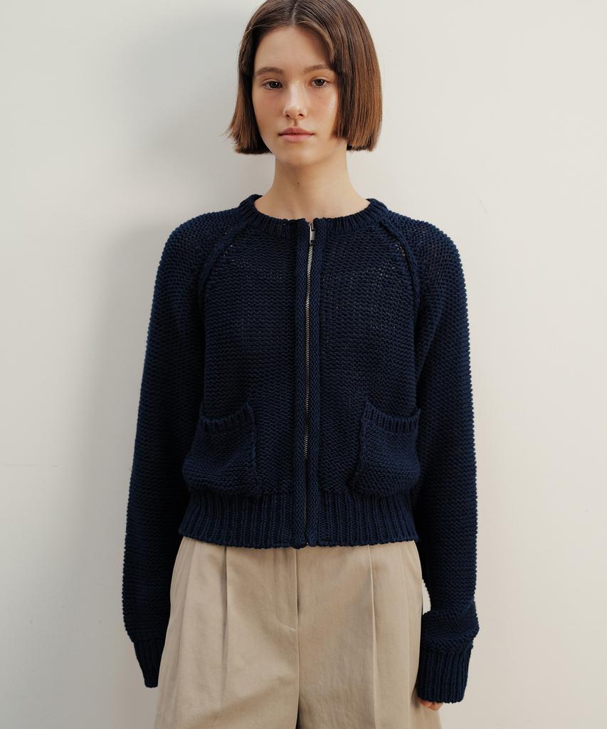 ANDNEEDS Birkin Zip-Up Knit (Navy)