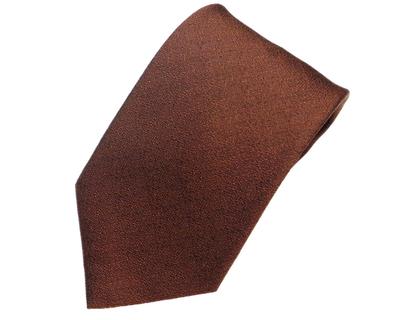 [Fuji Sakura Kobo] Plain Red Brown Silk Necktie, Pearlescent Finish, Persimmon Color, Made In Japan