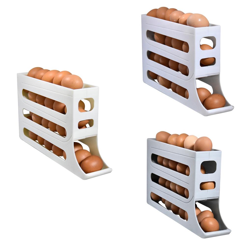 Eier Organizer Eierständer Automatischer Abroll-Eier-Organizer Halter Platzsparend Rollender Eierspender Für Schrank Kühlschrank