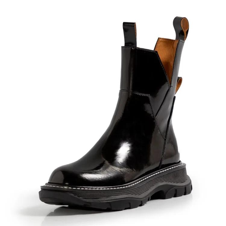 

Модные Новые Женские Туфли Круглый Носок Ботинки на Платформе Ботильоны из Натуральной Кожи для Женщин Крутые Мотоциклетные Ботинки в Стиле Инструментал Девичьи Ботинки 36