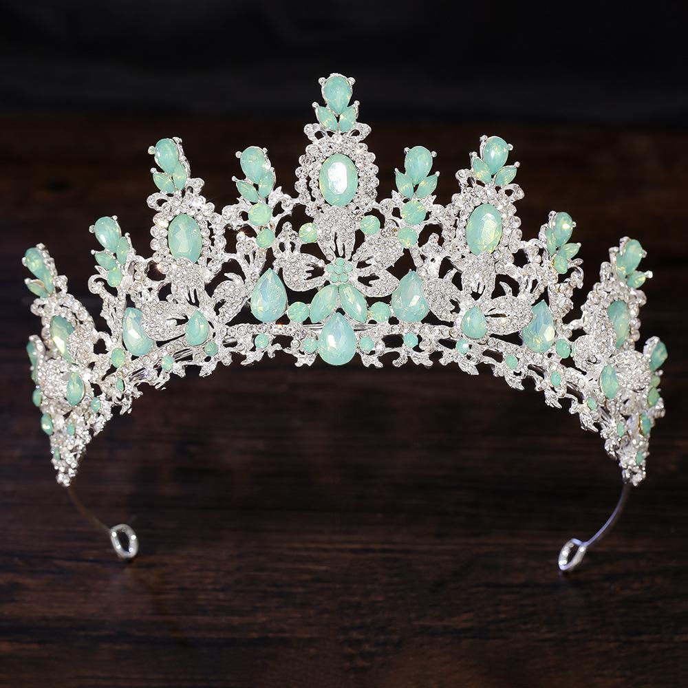 Gold Color Champagne Royal Queen Rhinestone Wedding Crown for Women Crystal Banquet Tiara Party Costume Hair Jewelry Accessories