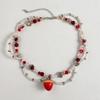 Imitation Pearl Crystal Strawberry Necklace for Women, European and American New Style, Trendy, Sweet, Cute, Soft Girl Style, Clavicle Chain Accessory