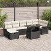 VidaXL 8-Piece Garden Sofa Set with Cushions Black Poly Rattan 3361016