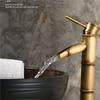 A84E-Luxury Brass Bathroom Faucet Basin Faucets Tall Bamboo Hot Cold Water Tap With Two Pipes Kitchen Outdoor Garden WC Taps
