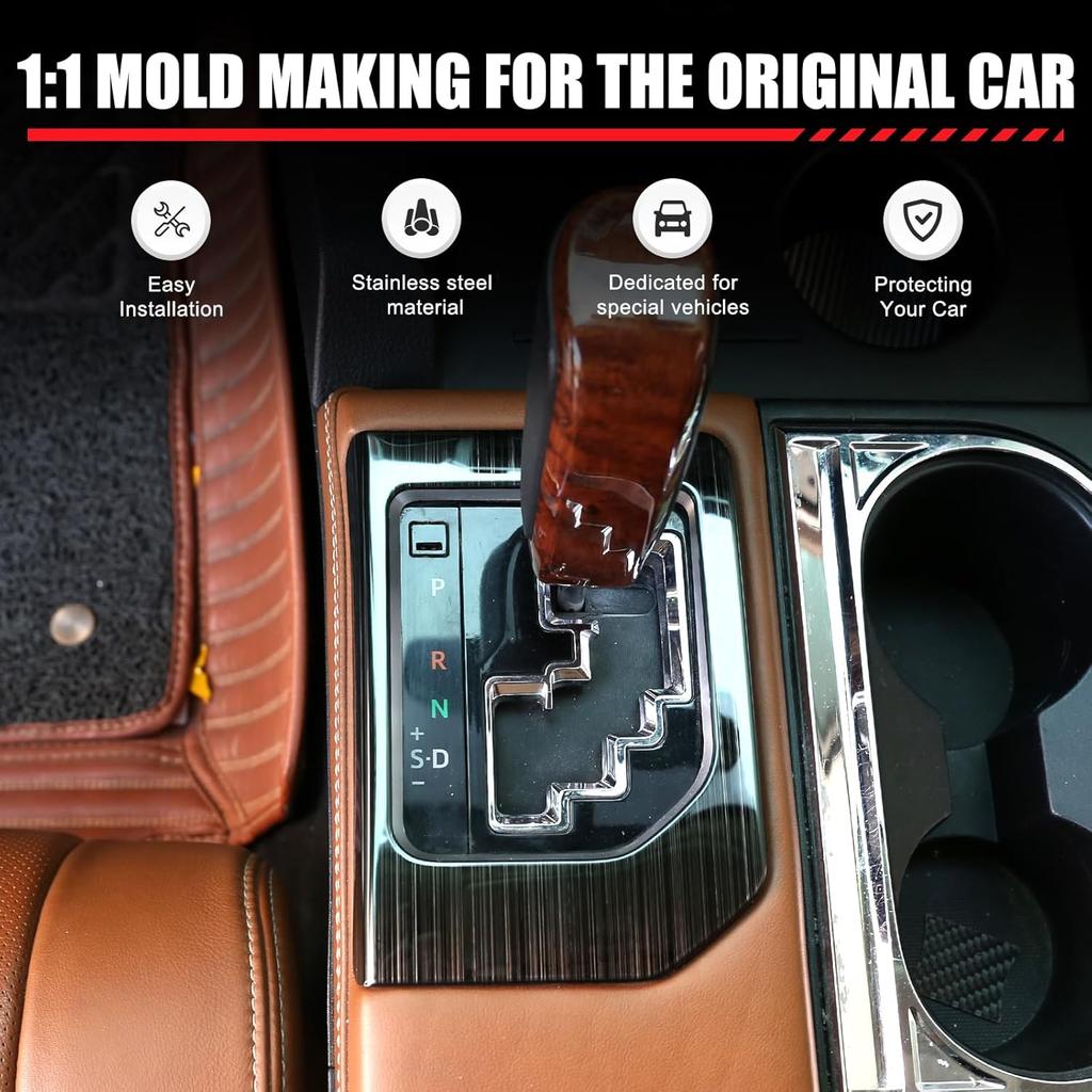 LLKUANG for Toyota Tundra 2014-2021 SUV Stainless Steel Center Console Gear Shift Panel Frame Trim Car Accessories (Black)