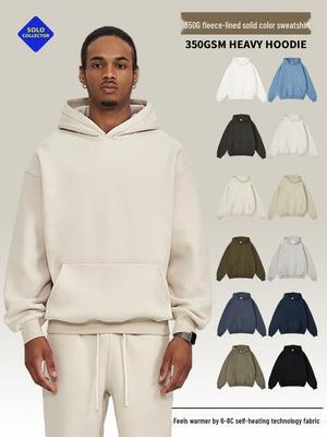 2025 Herren Fleecegefütterter Oversized Hoodie - Einfarbig, Dick, Winter/Herbst Streetwear Jacke
