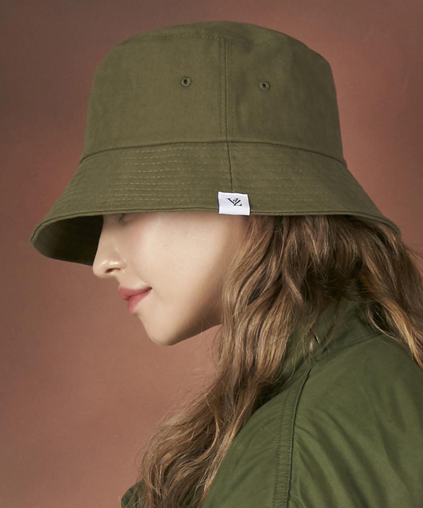 Bajal Herringbone Label Bucket Hat Khaki
