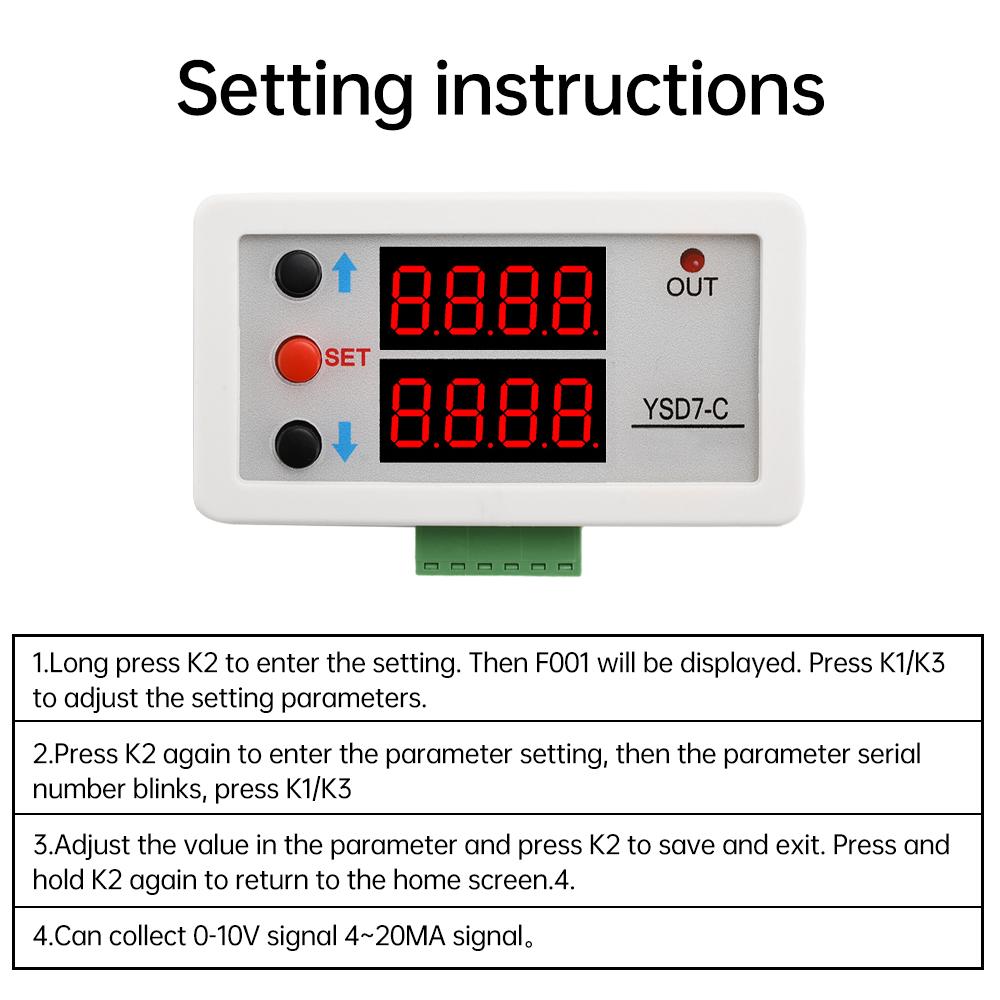 New DC 6-11V YSD7-C High Precision Voltage And Current Meter LED Digital Display Signal Meter 1-11V 1-11MA Analog Input