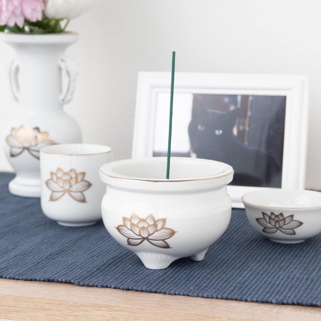 Tomatsu Shoten Buddhistische Altaraccessoires, Shinto-Altaraccessoires, Weißgoldener Lotus 3.0 Räuchergefäß AM-TM591