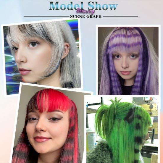 Women Clip-in Raccoon Tail Hair Extension Heat Resistant Natural Looking Long Straight Synthetic Stripe Printed Hairpiece Wig